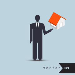 Leader offers a house solution real estate vector infographic concept