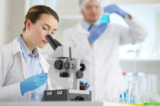 Female scientist working at laboratory