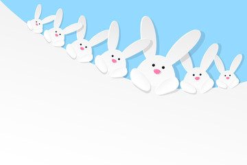 Easter poster with bunnies. Vector.