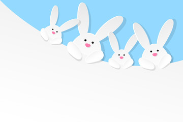 Obraz premium Easter poster with bunnies. Vector.