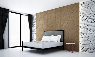 3d rendering interior design of modern loft bedroom 