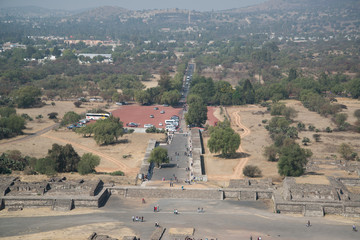 Teotihuacan, Mexico, circa february 2017: View from the pyramid of the sun in Archeological site Teotihuacan, Mexico