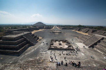 Teotihuacan, Mexico, circa february 2017: View on the pyramid of the sun in Archeological site Teotihuacan, Mexico