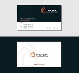 business card with orange emblem of cottage