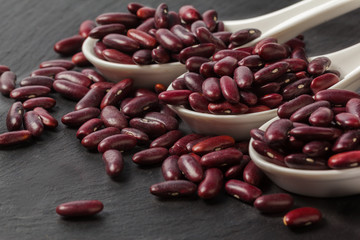 red beans on the black table