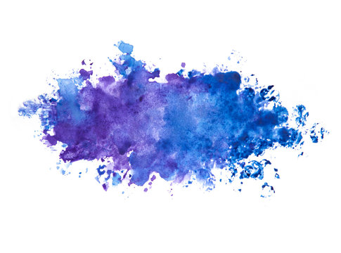 Abstract blue and violet watercolor painted background