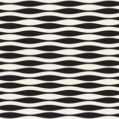 Wavy stripes vector seamless pattern. Retro wavy texture. Geometric lines monochrome design.