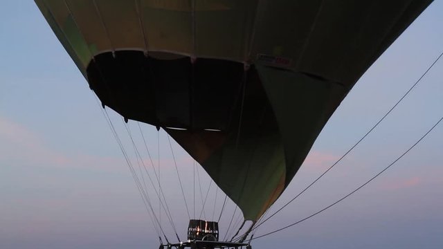 Inflating hot air balloon, Serengeti, Tanzania