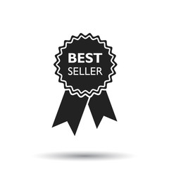 Best seller ribbon icon. Medal vector illustration in flat style on white background.
