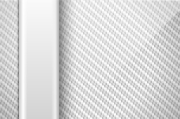 Vector silver white carbon fiber background with light vertical plastic line element. Industrial design illustration