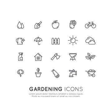 Vector Icon Style Illustration Concept of Gerden Objects Outdoor Tools, Isolated Object