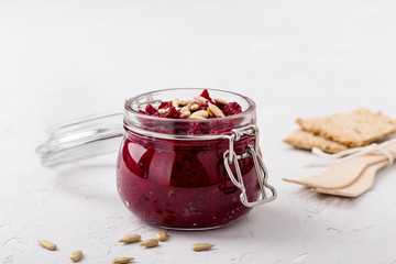 Homemade beetroot and sunflower seed dip