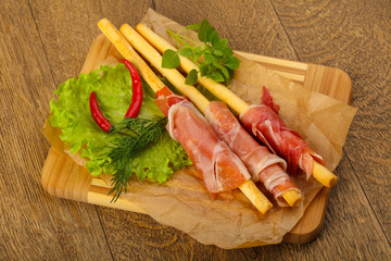 Bread sticks with serrano