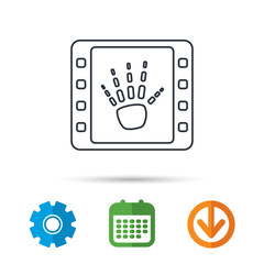 Hand X-ray icon. Human skeleton sign. Calendar, cogwheel and download arrow signs. Colored flat web icons. Vector
