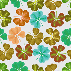 Fototapeta premium Seamless pattern with leaves of clover
