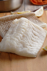 Raw codfish fillet