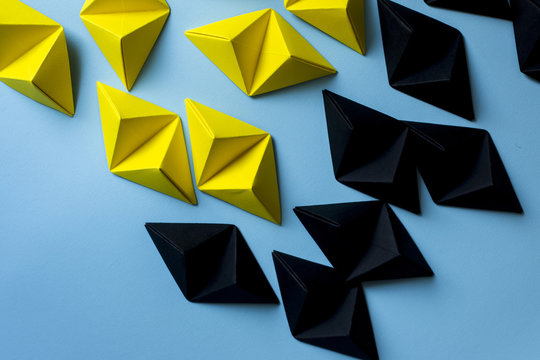 Geometric origami background. In yellow and black colors