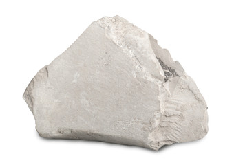 Marl (marlstone) isolated on white background. Marl (marlstone) mineral stone is a calcium carbonate or lime-rich mud or mudstone which contains variable amounts of clays and silt. 
