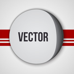 White circle banner with layers. Button on light background with red lines Vector.