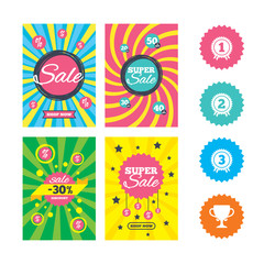 First, second and third place icons. Award medal.