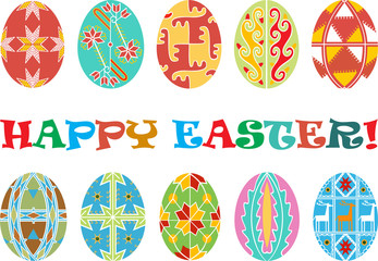 Easter traditional eggs vector icons flat style