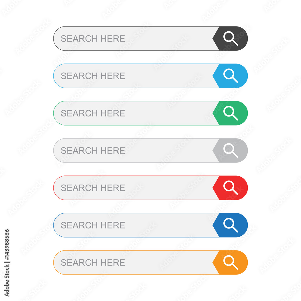 Poster search bar field. set vector interface elements with search button. flat vector illustration on whit