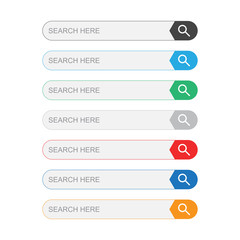 Obraz premium Search bar field. Set vector interface elements with search button. Flat vector illustration on white background.