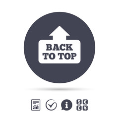 Back to top arrow sign icon. Scroll up symbol.