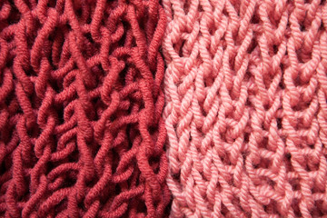 Double color combination - burgundy and pink knitting wool texture background