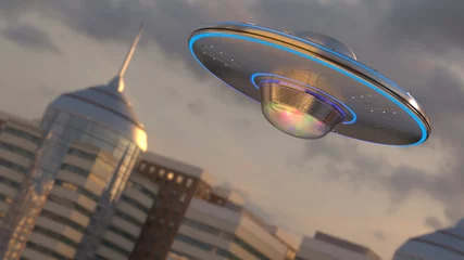 Crédence de cuisine en verre imprimé UFO OVNI Vintage