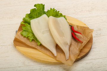 Raw squid fillet