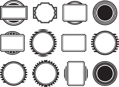 Dozen of solid black templates for rubber stamps