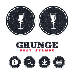 Glass of champagne sign icon. Alcohol drink.