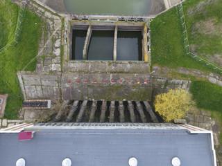 Water pumping station of irrigation system of rice fields. View