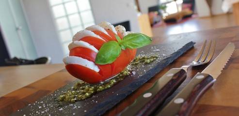 Italian caprese salad with moarella and tomato