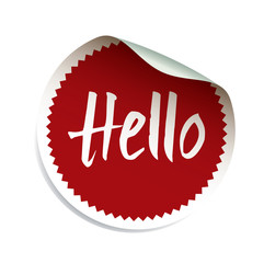 Red vector sticker and text Hello