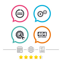 Coming soon icon. Repair service tool and gear.