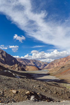 Beautiful landscape on the Leh - Manali highway near the Keylong - Tibet, Himalayas, Himachal Pradesh, Northern India