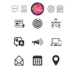 Communication icons. News, chat messages signs.