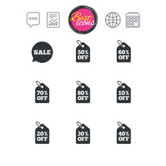 Sale discounts icons. Special offer signs.