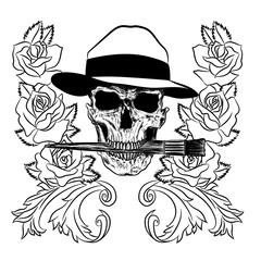 Fototapeta premium Human skullwith brush on isolated white background