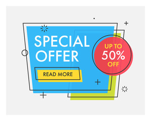 Trendy flat geometric vector banners. Special offer.