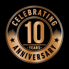 10 years anniversary logo template. Vector and illustration