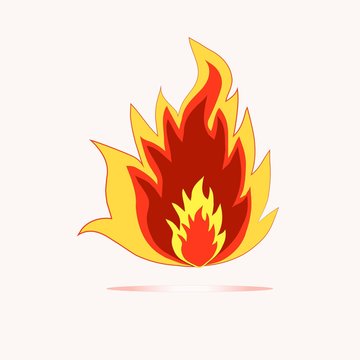 Stock vector illustration fire icon, orange, red, yellow flames on white