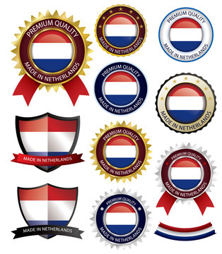 Made in Netherlands Seal, Holland Flag (Vector Art)