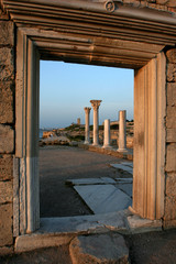 The ruins of the ancient Greek city Chersonesus at sunset in Sevastopol, Crimea