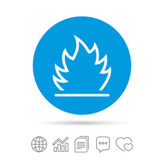 Fire flame sign icon. Heat symbol.