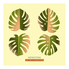 Vector Tropical card design with palm leaves.