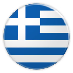 Greece Flag Button, News Concept Badge, 3d illustration on white background