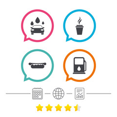 Petrol or Gas station services icons. Car wash.